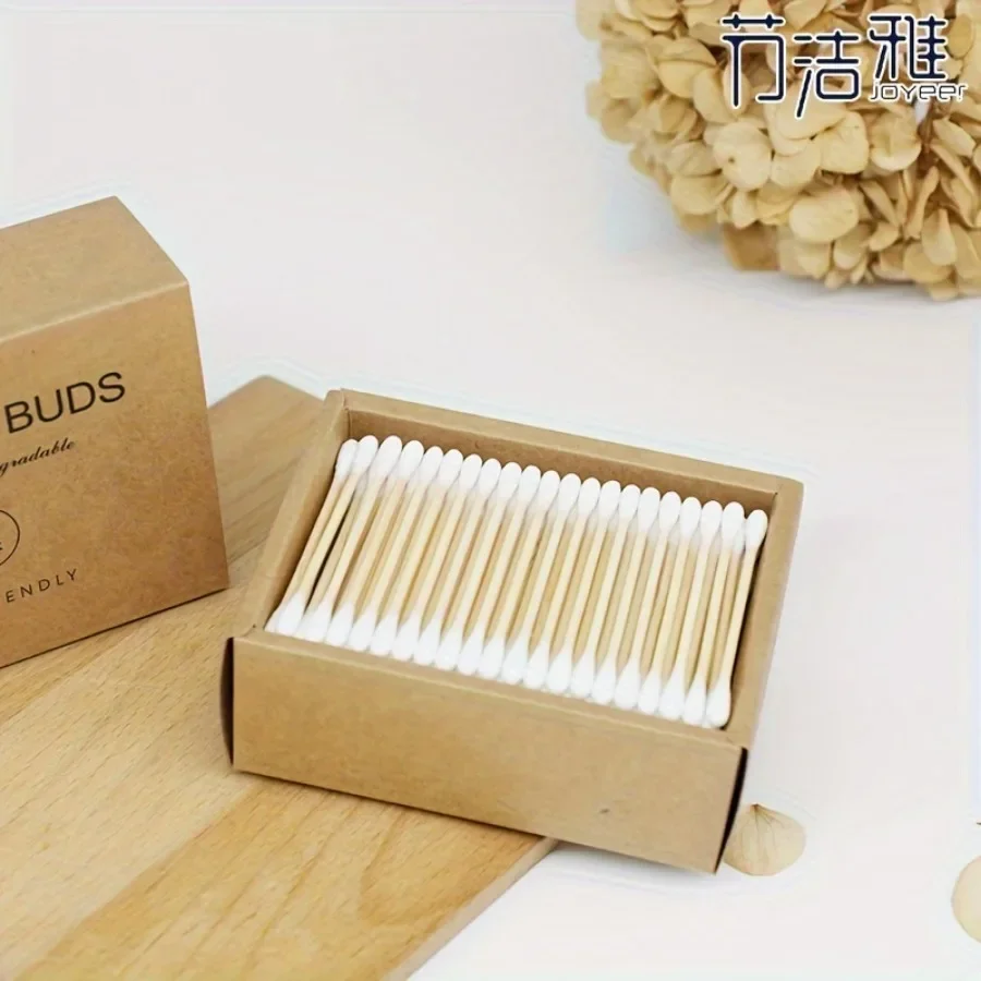 400 PCS/200 PCS,ผ้าฝ้ายไม้ไผ่ Swabs,ไม้ผ้าฝ้าย Swabs,Double Pointed,ไม่มีพลาสติกหู Sticks,