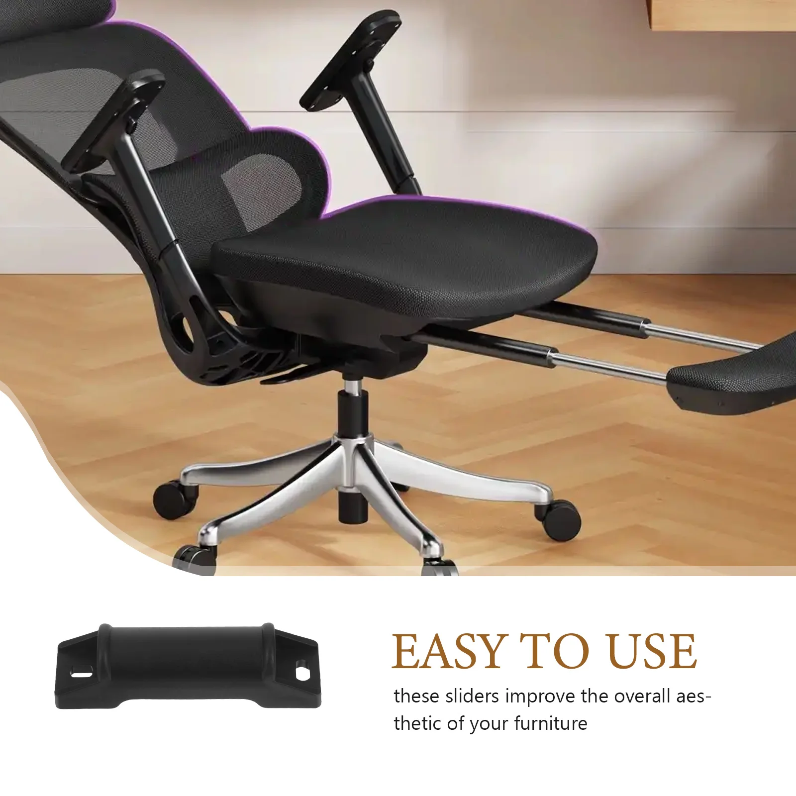 4pcs Desk Chair Footrest Slider Convenient Footrest Attachment Chair Replacement Parts Ergonomic Office Chair Footrest Slide