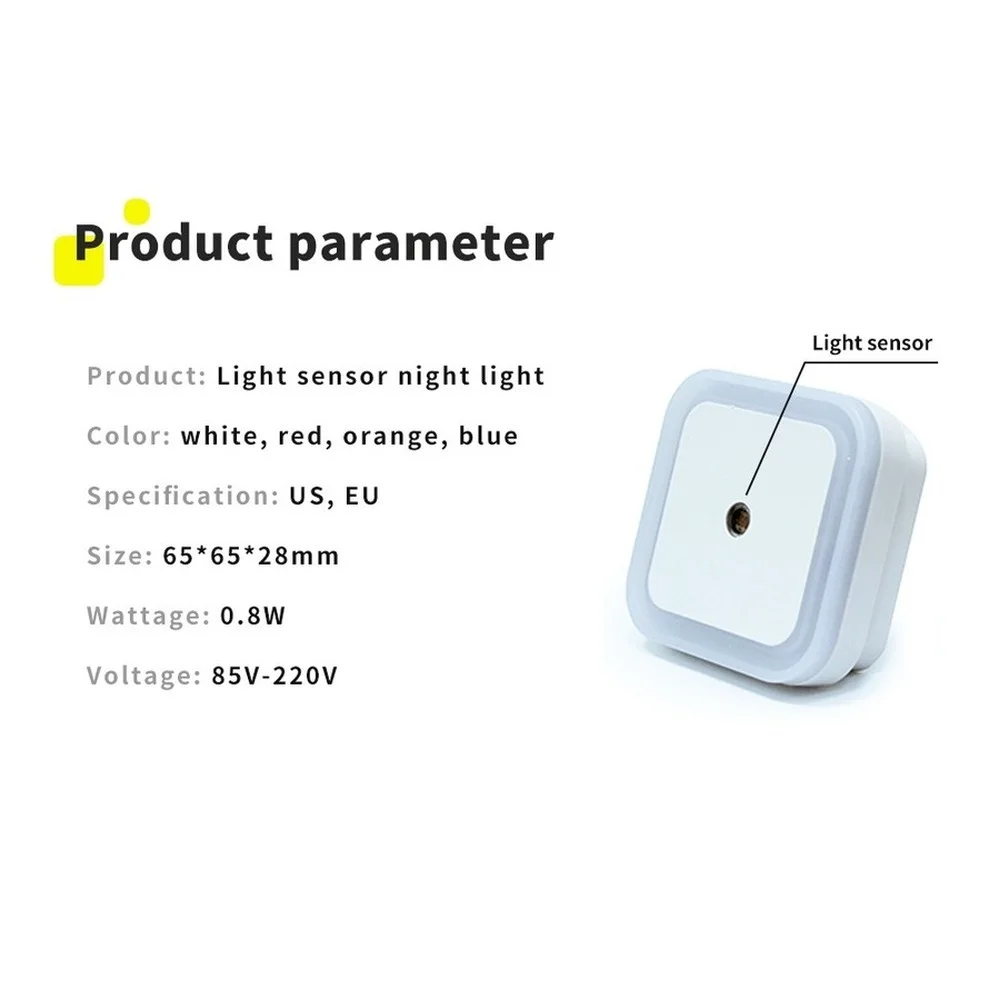 Luz LED nocturna Mini Sensor de luz Control 220V 110V UE EE. UU. enchufe lámpara de luz nocturna para niños sala de estar iluminación de dormitorio