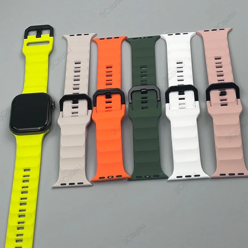 Funda de silicona y correa para Apple Watch Series 9, 45mm, 41mm, 8, 7, Iwatch Ultra 2 Series 6 5 4 SE, funda protectora de pulsera de TPU