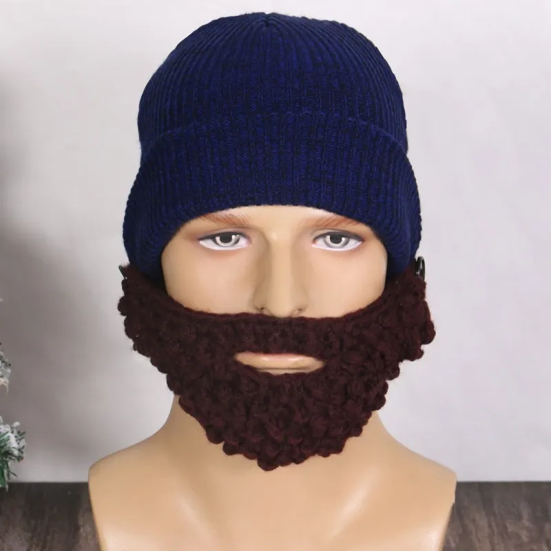 Neue Stil Lustige Hip-Hop Erwachsene Hut Großen Bart Gefälschte Bart Lustige Hut Maske Hand Gestrickte Warme Wolle Hut Geeignet für Männer Frauen