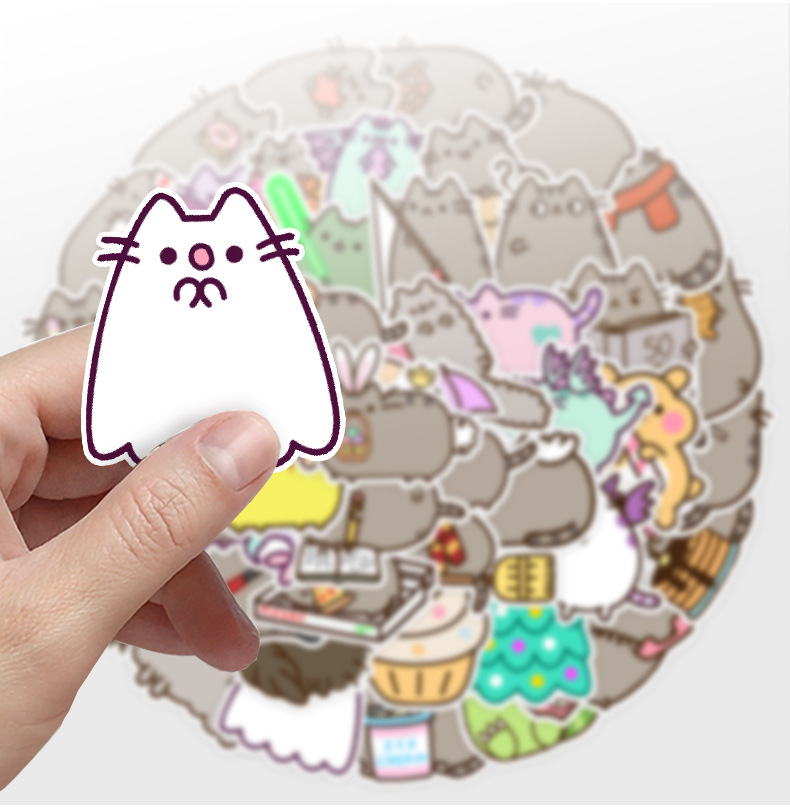 50 個かわいいかわいい分厚い猫ステッカーパックデカール文具スクラップブックノートブック電話日記落書き子供のステッカーおもちゃ