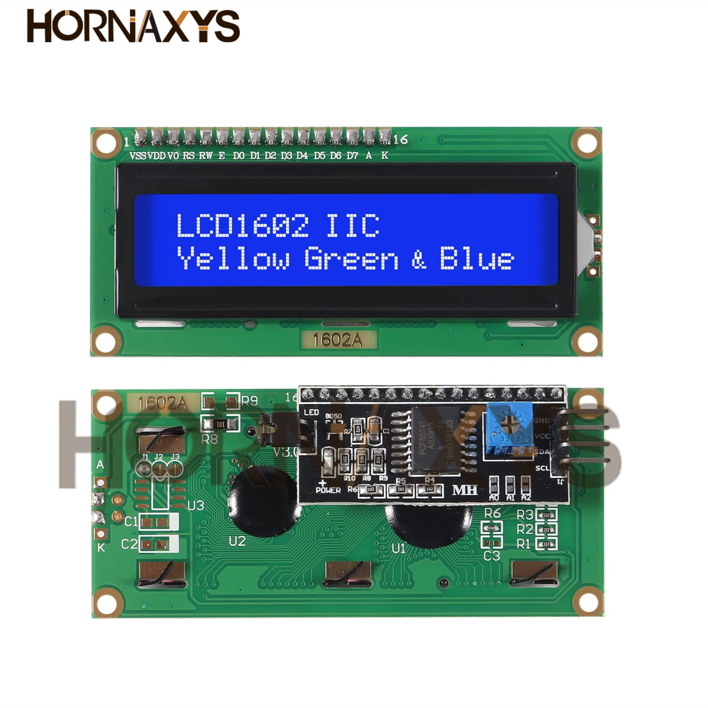 Módulo LCD1602 + I2C pantalla azul/amarilla verde pantalla LCD de 16x2 caracteres PCF8574T PCF8574 interfaz IIC I2C 5V para arduino