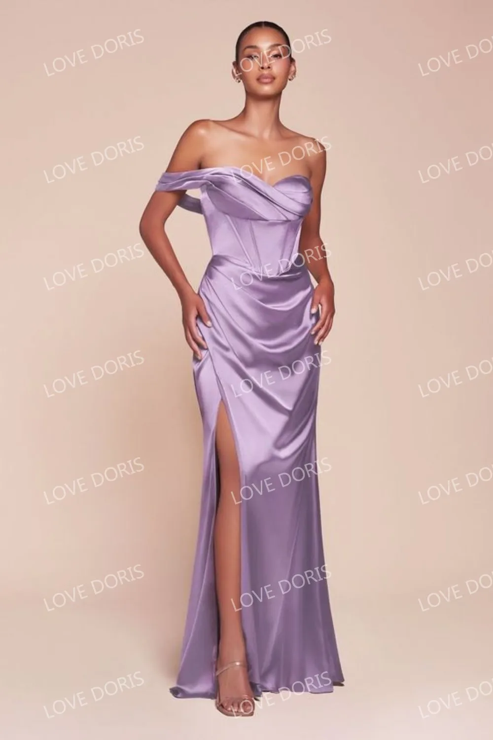 LOVE DORIS robes de demoiselle d'honneur robe de soirée lavande chérie Corset une épaule croisée robe de soirée sirène personnalisée