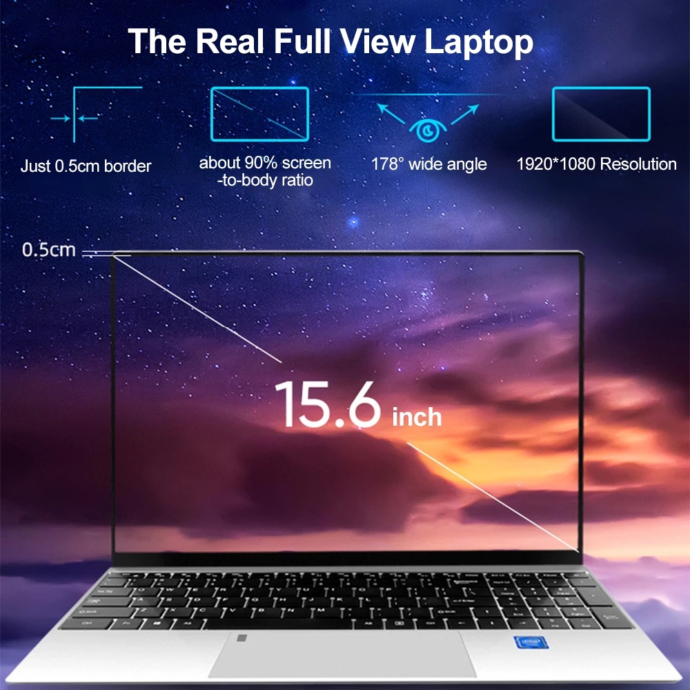 Crelander portátil 15.6 Polegada 12gb ram 128gb/256gb/512gb/1tb ssd intel j4125 windows 10 computador portátil