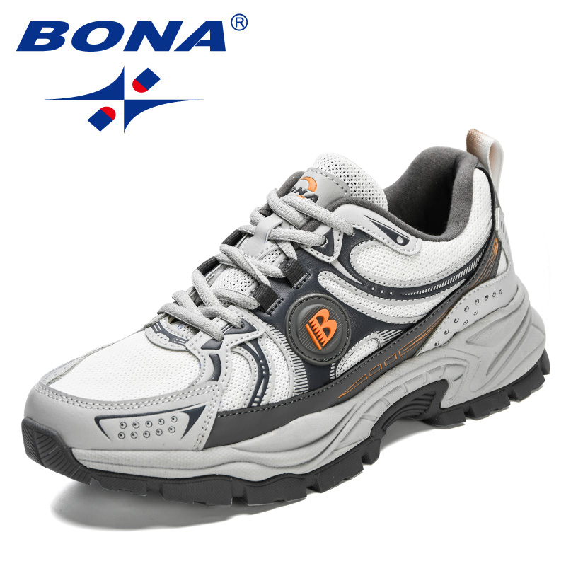 BONA nouveaux créateurs Action cuir maille chaussures de Jogging hommes respirant chaussures de course marche sport baskets athlétiques formateurs