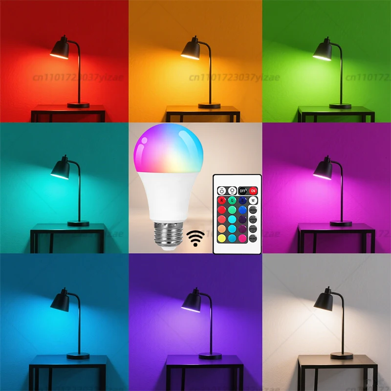 Lâmpada LED infravermelha RGBW 4 cores 220V com controle remoto - RGB + iluminação branca fria, modos ajustáveis, operação fácil para casa/P