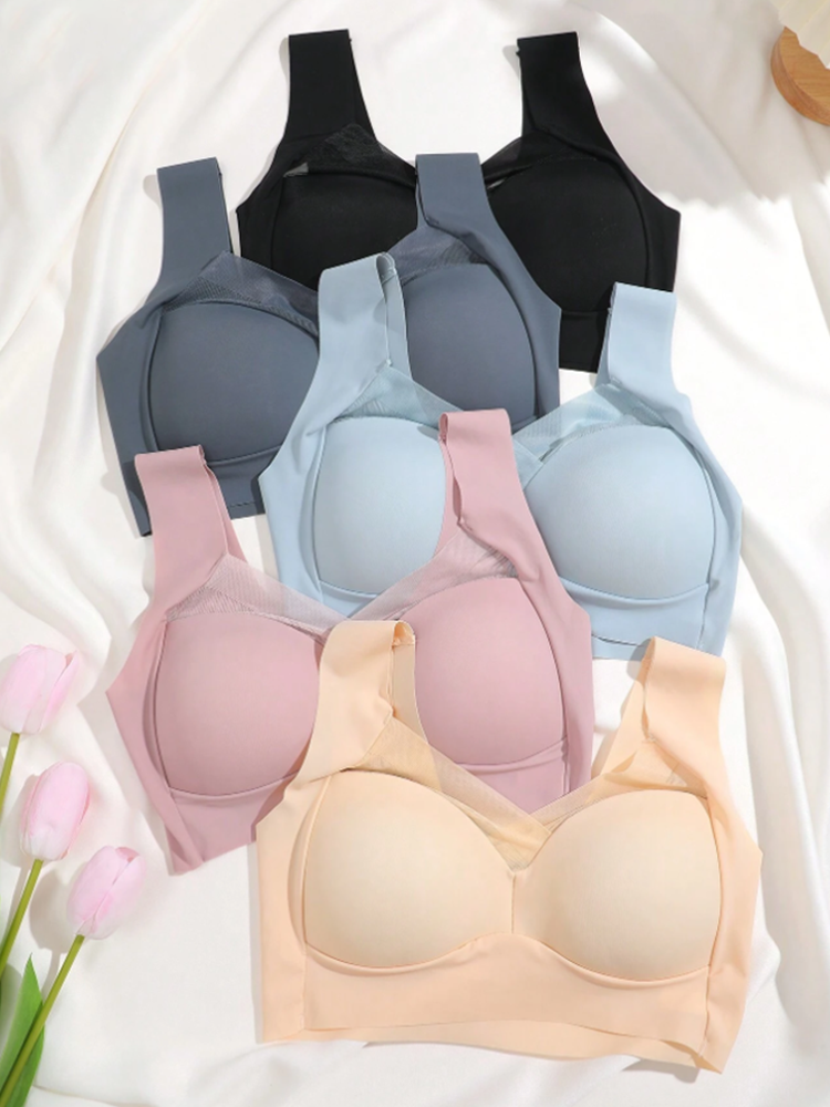 Sujetadores deportivos de talla grande para mujer, Bralette de encaje sin costuras, sin espalda, chaleco para mujer, Top inalámbrico a prueba de golpes, 3 uds.