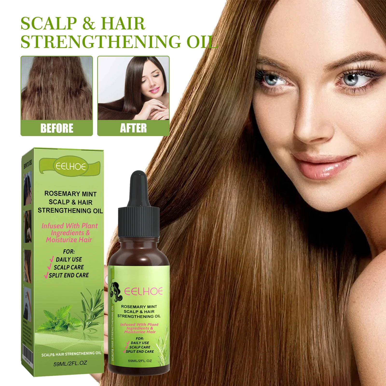 Batana, romero, menta, cuero cabelludo, aceite nutritivo para fortalecer el cabello, aceites esenciales de biotina, tratamiento nutritivo, puntas abiertas, seco, todo tipo