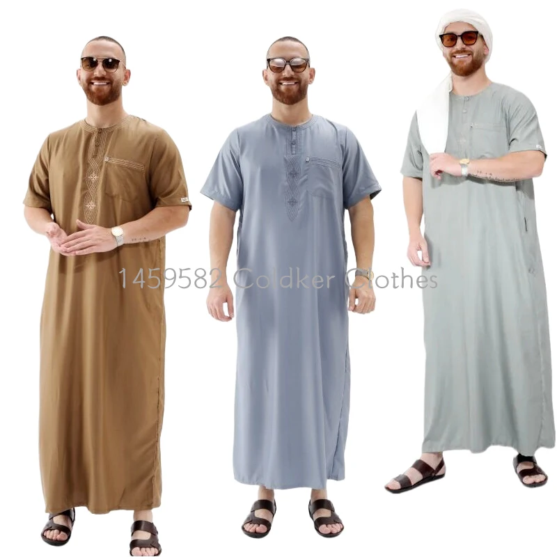 Muslimische Abaya Islamische Kleidung Männer Kaftan Pakistan Muslim Saudi-Arabien Djellaba Islam Kleidung Afghanische Kurzarm Robe Thobe