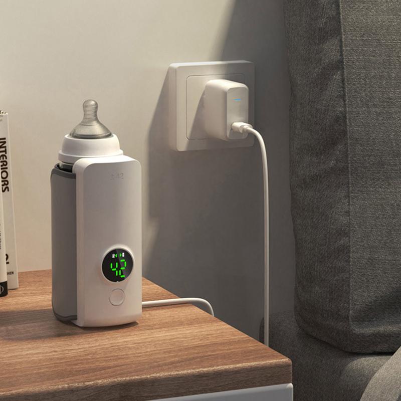 ポータブルベビーボトルウォーマー,USB充電式バッテリー,ワイヤレス,胸当て,ミルク,式