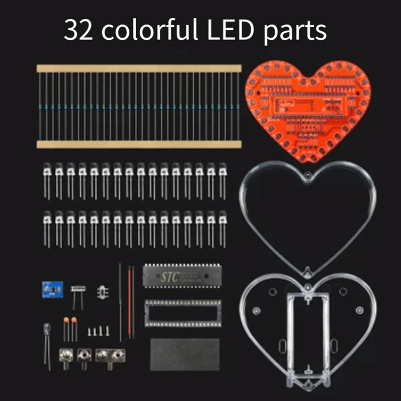 รูปหัวใจ RGB LED กระพริบโมดูลไฟ DIY ชุดอิเล็กทรอนิกส์โคมไฟน้ําบัดกรีโครงการ Practice สําหรับโรงเรียนนักเรียน