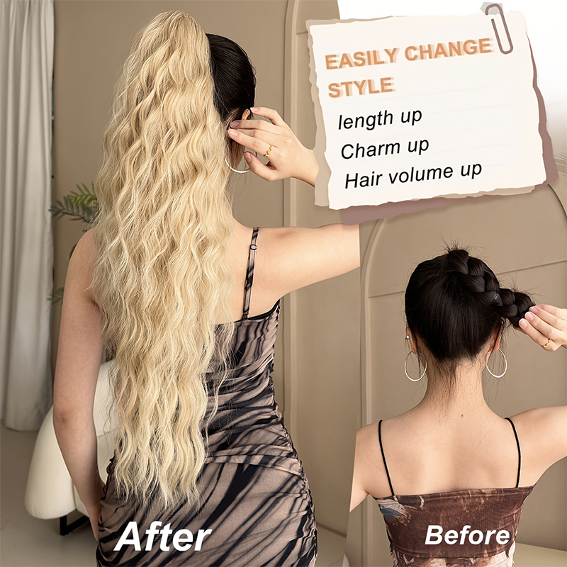 Ein großer, gewellter Pferdeschwanz-Perückenzopf