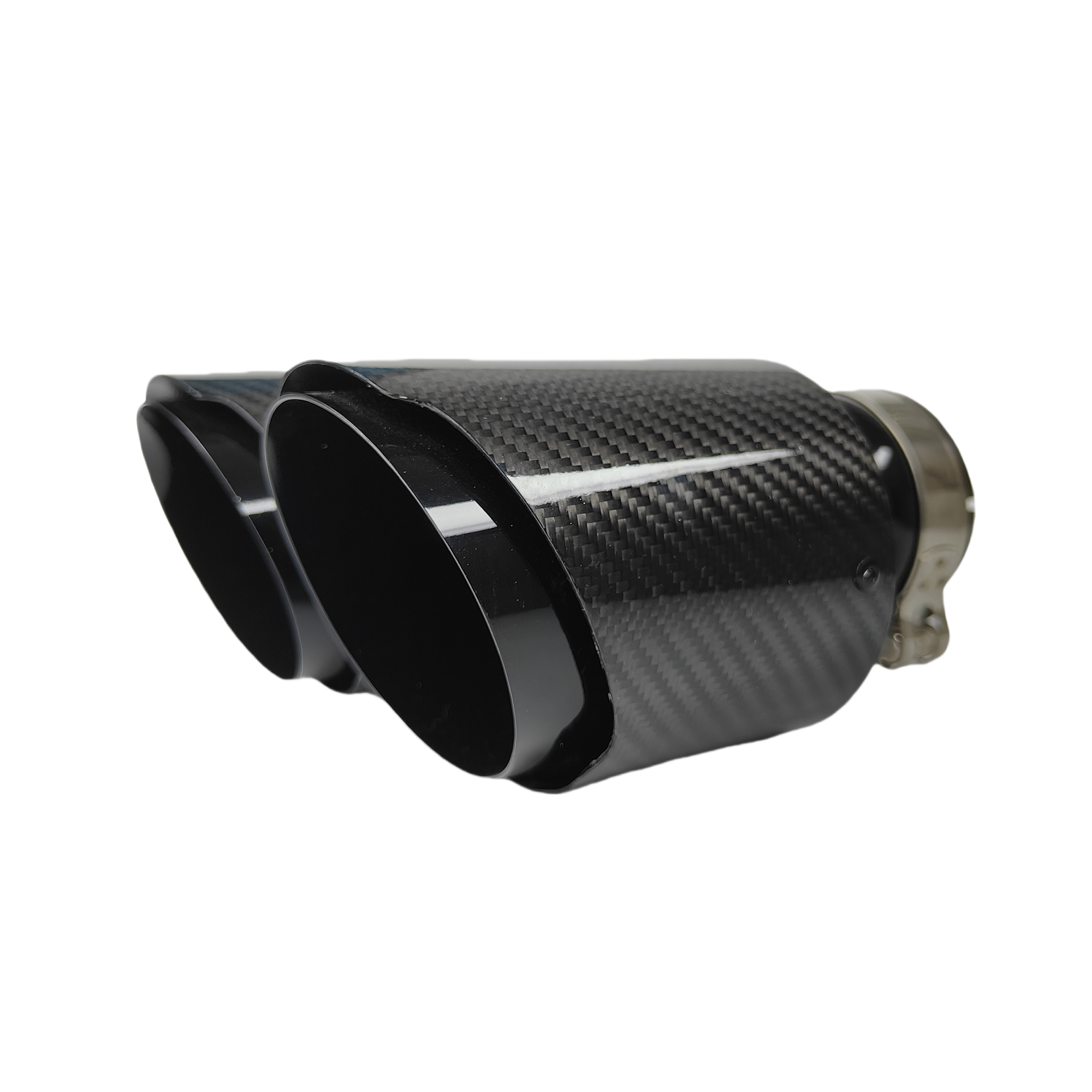 1 Pcs Universal Car Carbon Fibre Tail Throat Silencer Same Length Black Y-Shaped Double Out Twill Glossy Exhaust Muffler Tip