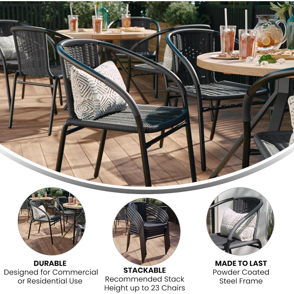 2 Pack Rattan Indoor-Outdoor Restaurant Stack Chair