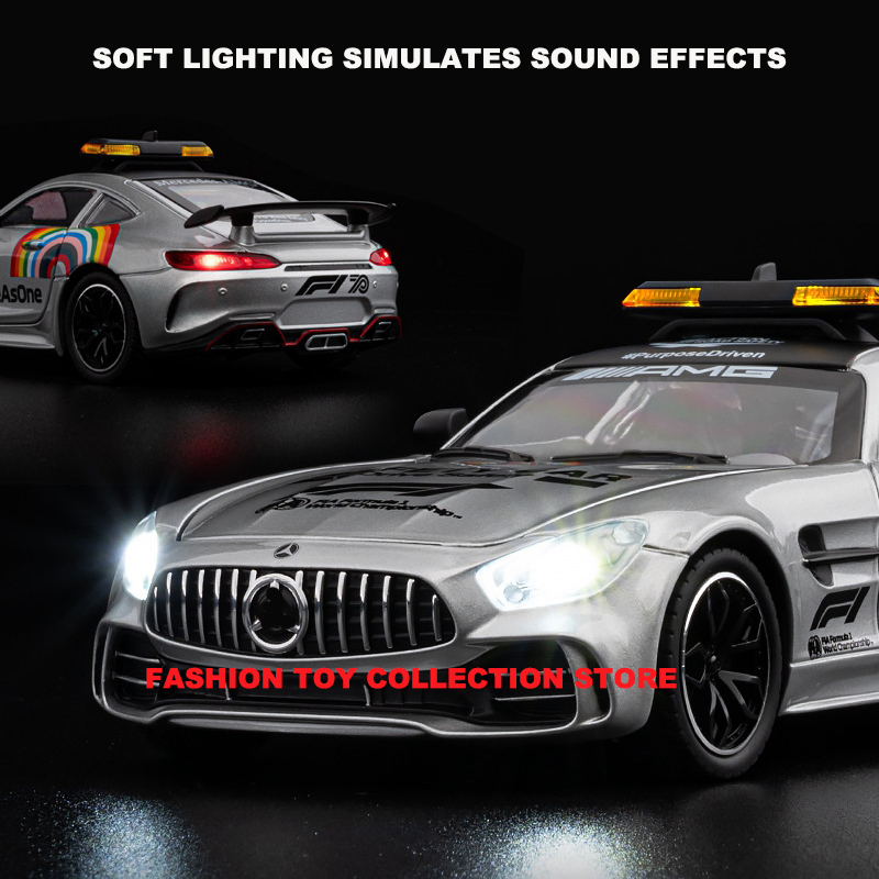 1:24 bens gtr segurança liga modelo de carro diecasts brinquedo com som e luz veículos decoração brinquedos para crianças presente