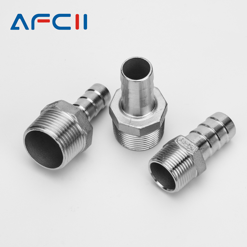 ท่อ Barb Connector 304 สแตนเลส 1/8 "1/4" 3/8 "1/2" BSP ด้ายชายท่อ Barb ท่อเจดีย์ Coupling TAIL CONNECTOR