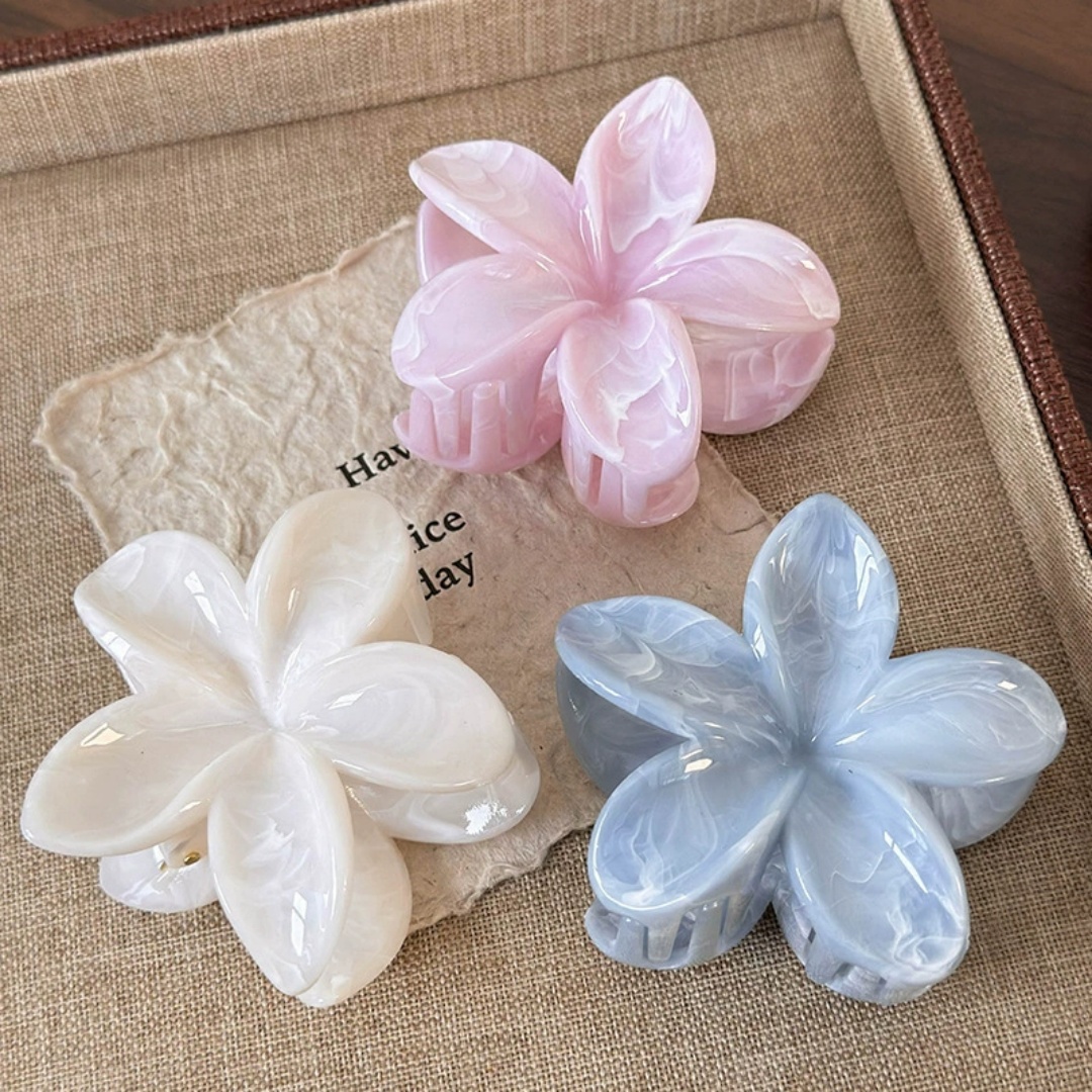 Tirande flor sem corte aperto fresco e doce flor de ovo parte de trás da cabeça disco cabelo tubarão clipe ornamento de cabelo