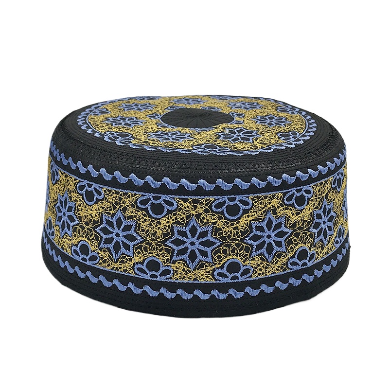 男性用の刺flat付きフラットタートルハット,カラー白黒のビーズキャップ,イスラム教徒の祈り,トルコ語,税込。