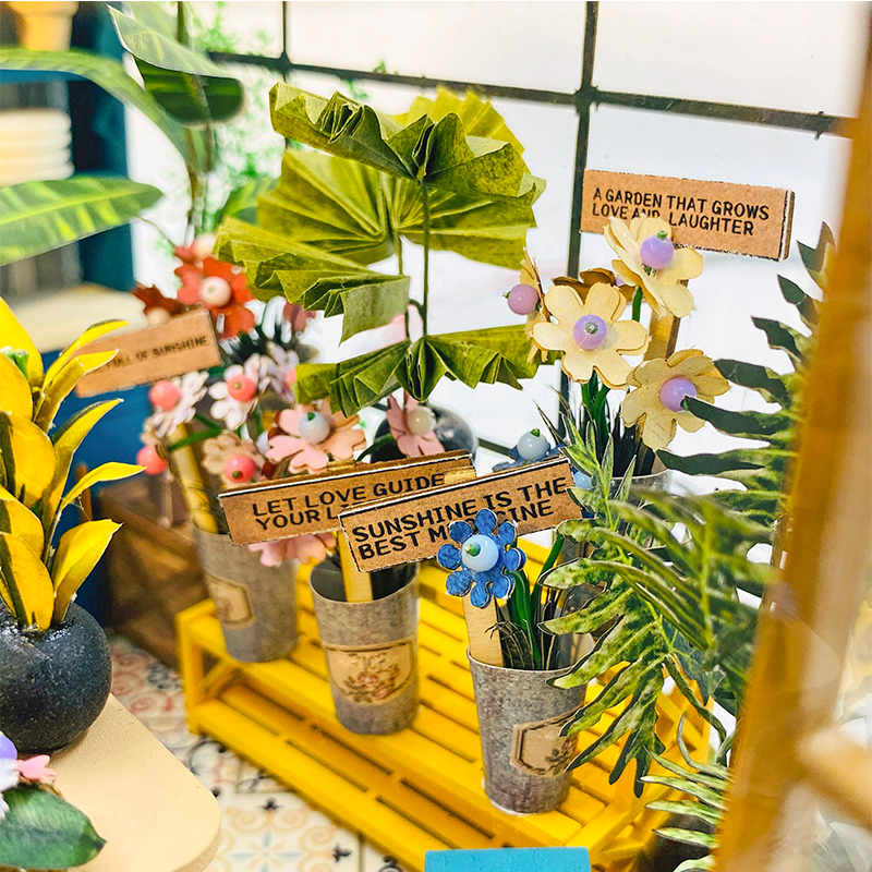 Casa de bonecas em miniatura de madeira com luz led criativa diy casa de flores artesanal 3d puzzle montagem modelo de construção brinquedos casas de boneca