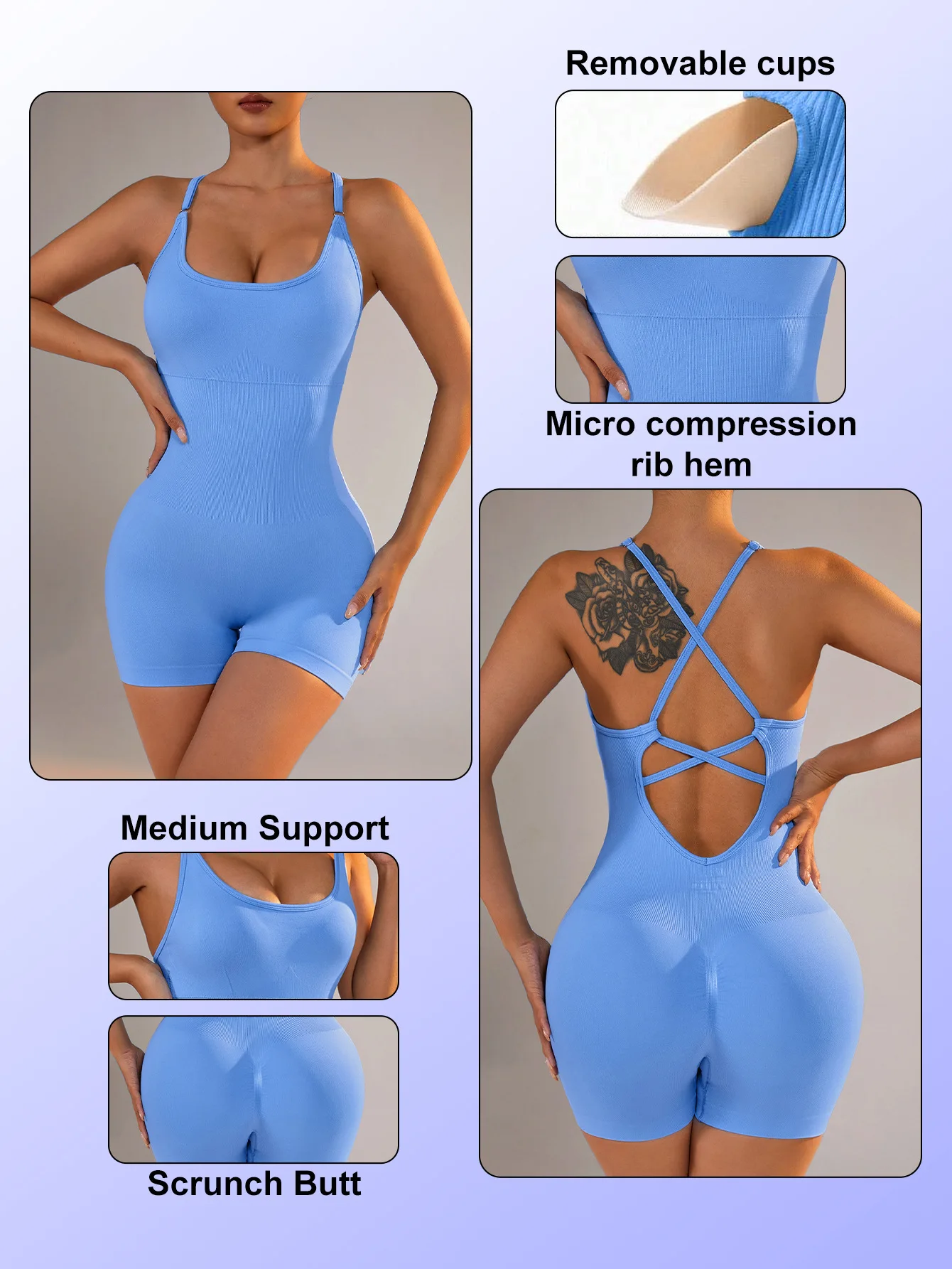 Sexy Fitness Overall Frauen Kreuz Einstellbare Sport Overall Laufen Ein Stück Yoga Anzug Scrunch Shorts Backless Set Strampler