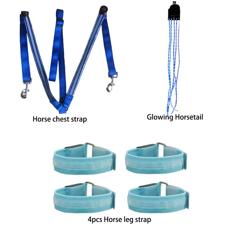 3 uds LED patas de caballo colas de pecho correas caballo montar luces nocturnas ecuestres luminosas equipos ecuestres de caballo Visible