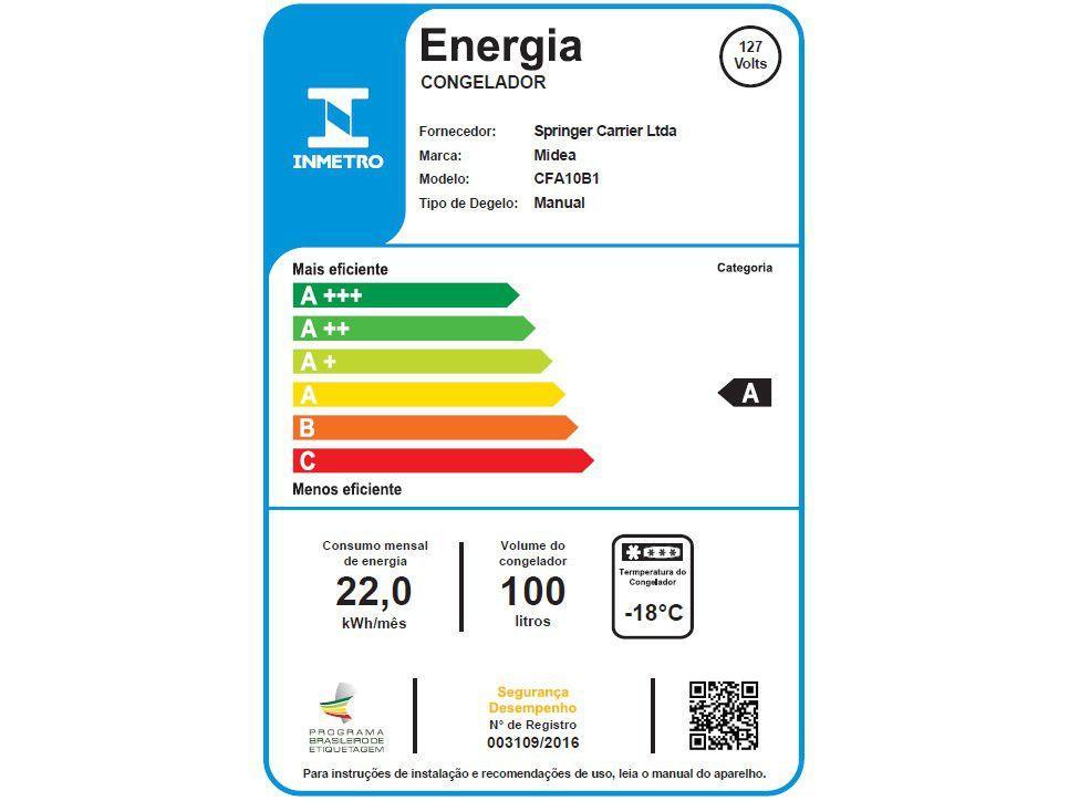 Freezer Industrial Horizontal 1 Porta Midea 100L