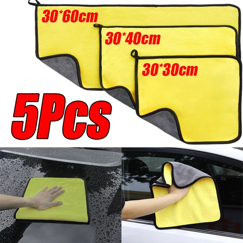 1-5 uds toalla de microfibra paño de microfibra para coche toalla de lavado paño de limpieza de microfibra absorbente toalla de secado para lavado de coches detalles automáticos