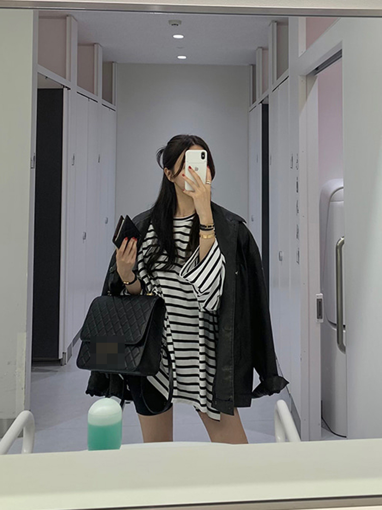 レトロ韓国スタイルの女性のレザージャケットコートカジュアルミッドレングスアウターオープンカーディガン秋冬ハイエンドルーズ Pu レザー