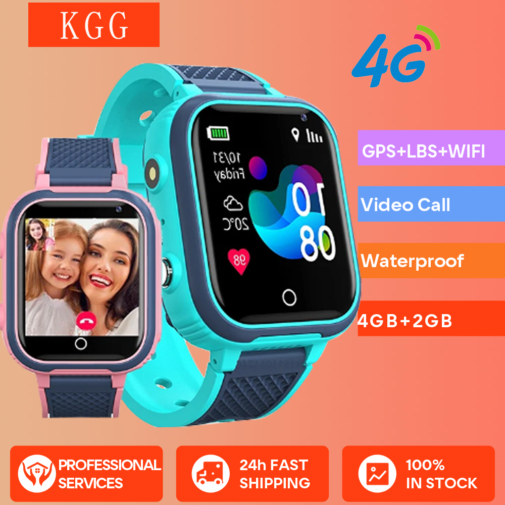 KGG สมาร์ทนาฬิกาเด็ก GPS 4G LT21 WiFi Tracker กันน้ํา Smartwatch Video Call โทรศัพท์นาฬิกา Call Back Monitor สําหรับ Android iOS