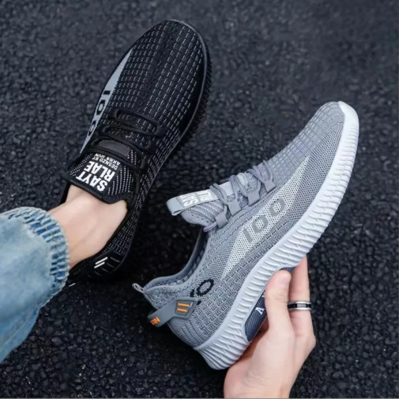 Tênis de malha respirável confortável sapatos esportivos casuais sapatos de moda leve desodorante ao ar livre sapatos plus size 39-44