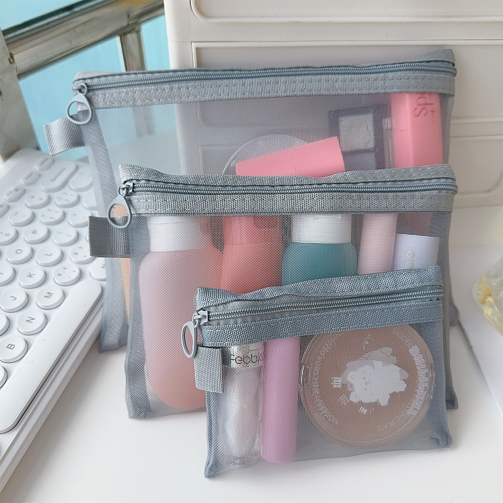 1/3pcs Mesh Clear Cosmetic Bags Small Large Black Makeup Bag Portable Travel Toiletry Organizer Case Lipstick Storage Pouch