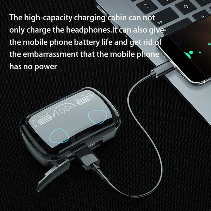 Auriculares inalámbricos Bluetooth TWS M10 con caja de carga para teléfono, auriculares con micrófono y cancelación de ruido, auriculares deportivos con pantalla LED