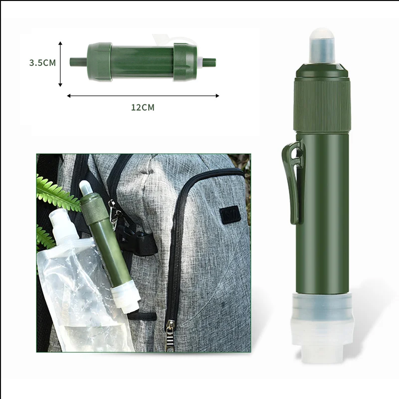 Westtune Outdoor Mini Camping Reinigungswasserfilter Stroh TUP Kohlefaser-Wasserbeutel für Überleben oder Notfallbedarf