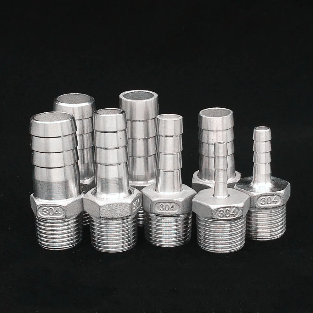 1/8 "1/4" 3/8" 1/2" 3/4" 1" BSPT オス 6 8 10 12 13 15 16 19 20 25 32 ミリメートルホースバーブコネクタ 304 ステンレス鋼ホーステールカプラー