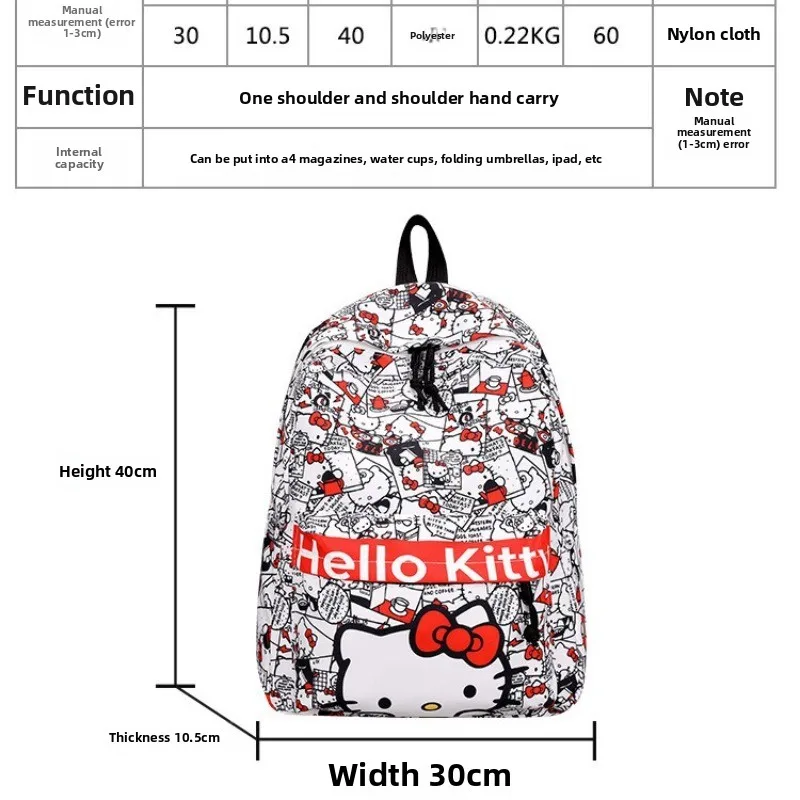 Hello Kitty น่ารักกระเป๋านักเรียนนักเรียนมัธยมต้นและมัธยมปลายพิมพ์กระเป๋าเป้สะพายหลังอเนกประสงค์กระเป๋าเป้สะพายหลังความจุขนาดใหญ่