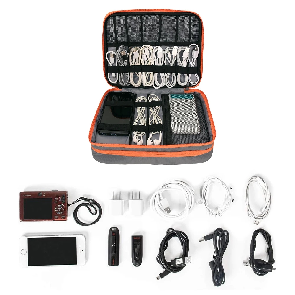 Kabel-Aufbewahrungstasche, mehrschichtiger Organizer für elektronisches Zubehör, tragbare Reise-Kabel-Organizer-Hülle für iPad-Kabel-Ladegerät