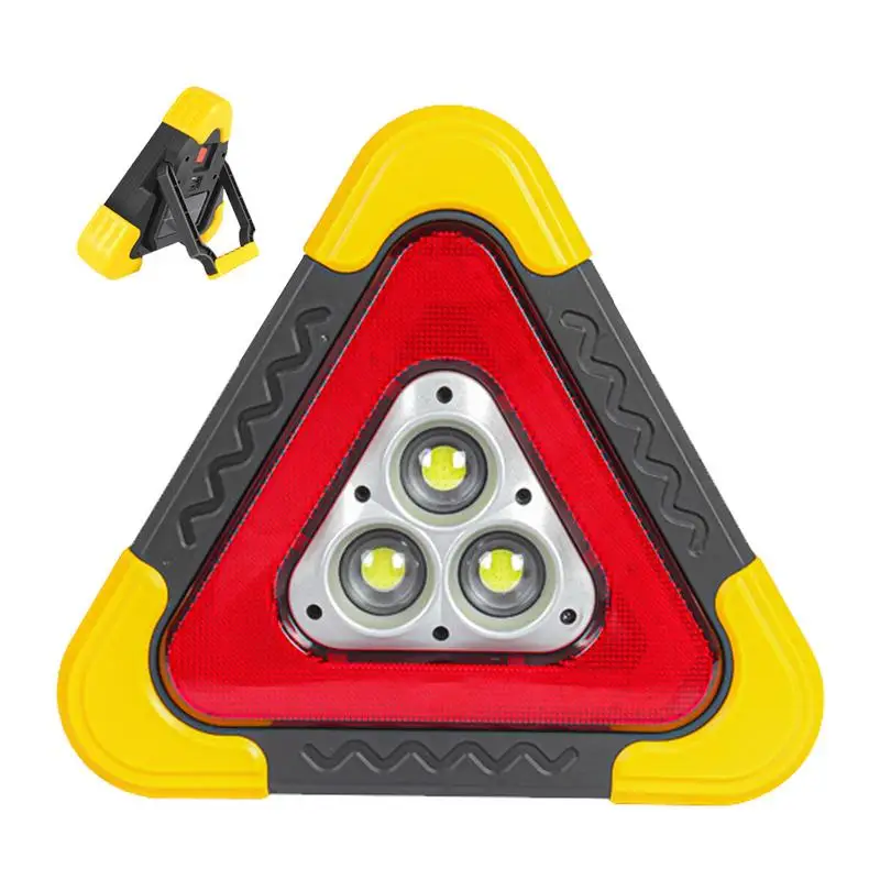 LED Triangle Lights Solar-Powered 2-in-1 Solar Road Triangles Portable Safety Triangle LED Work Light 4 Modes Warning Light For