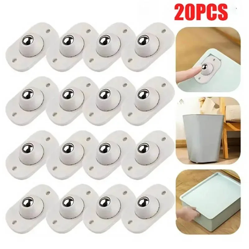 Ruedas giratorias de polea Universal autoadhesivas, Mini ruedas giratorias para caja de almacenamiento de muebles, armario de basura con ruedas, 4-20 piezas