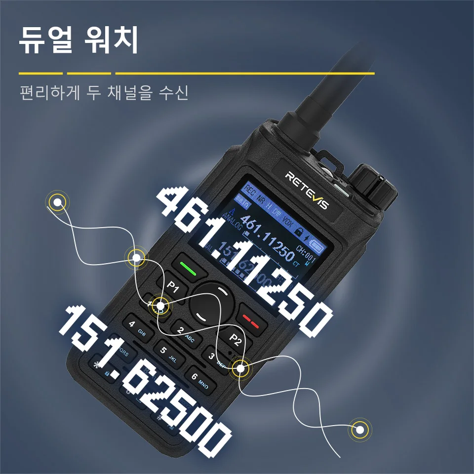Retevis C62 무전기 5W 워키토키 장거리 햄 아마추어무전기 고성능라디오 walkie talkie 충전식 송수신기 VHF UHF ham radio
