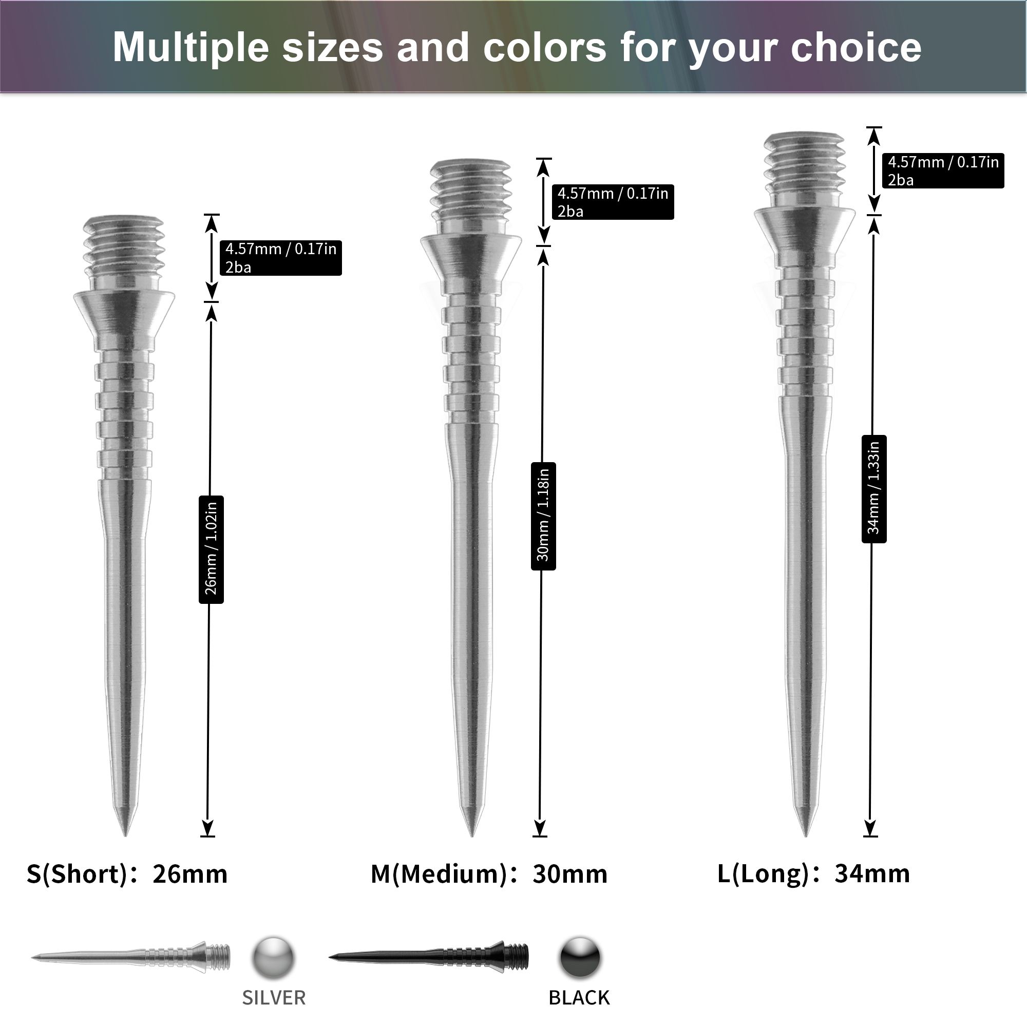 CyeeLife-Steel Dart Tips 3Packs Converter Points Adapter Points,Soft tip Darts Accessories 26mm/30mm/34mm