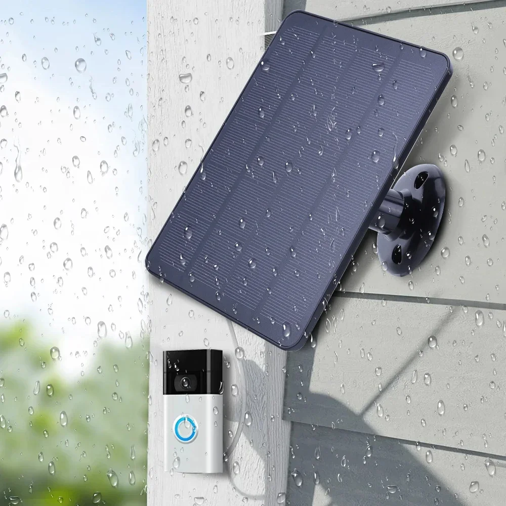DC Type C Output 10W Solar Panel Charging Low Consumption Security Surveillance Doorbell Camera 5V 10W Surveillance Camera Solar