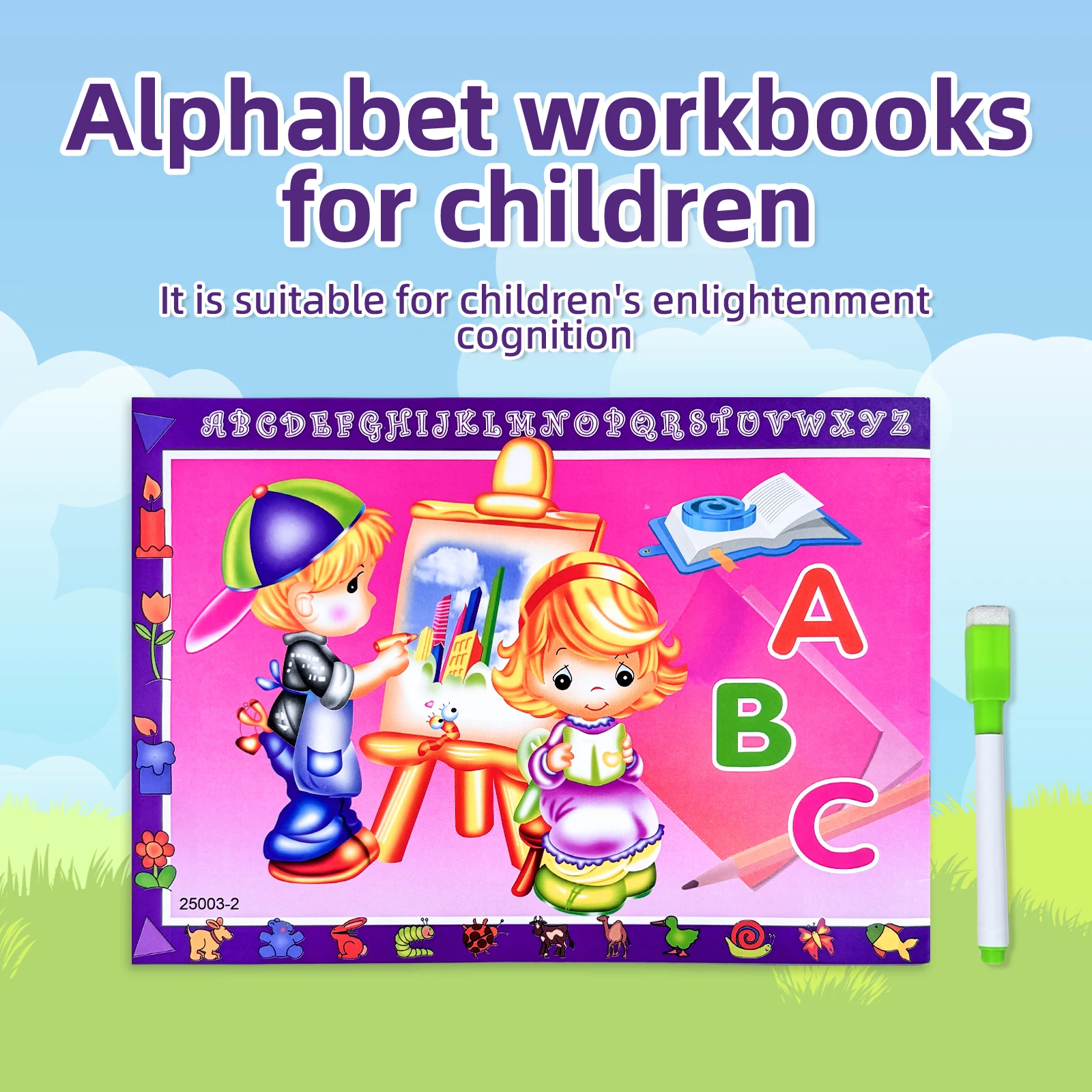 英語アルファベット練習帳 子供用 3～7歳 26文字 コピー&学習 啓発 再利用可能 消去可能ペン ギフト