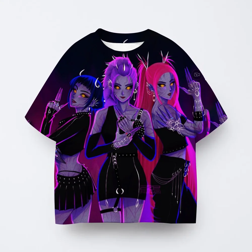 幼児女の子服 Kpop 悪魔ハンター漫画 Tシャツファンへの面白いギフト原宿クールキッズ Tシャツ綿夏トップス