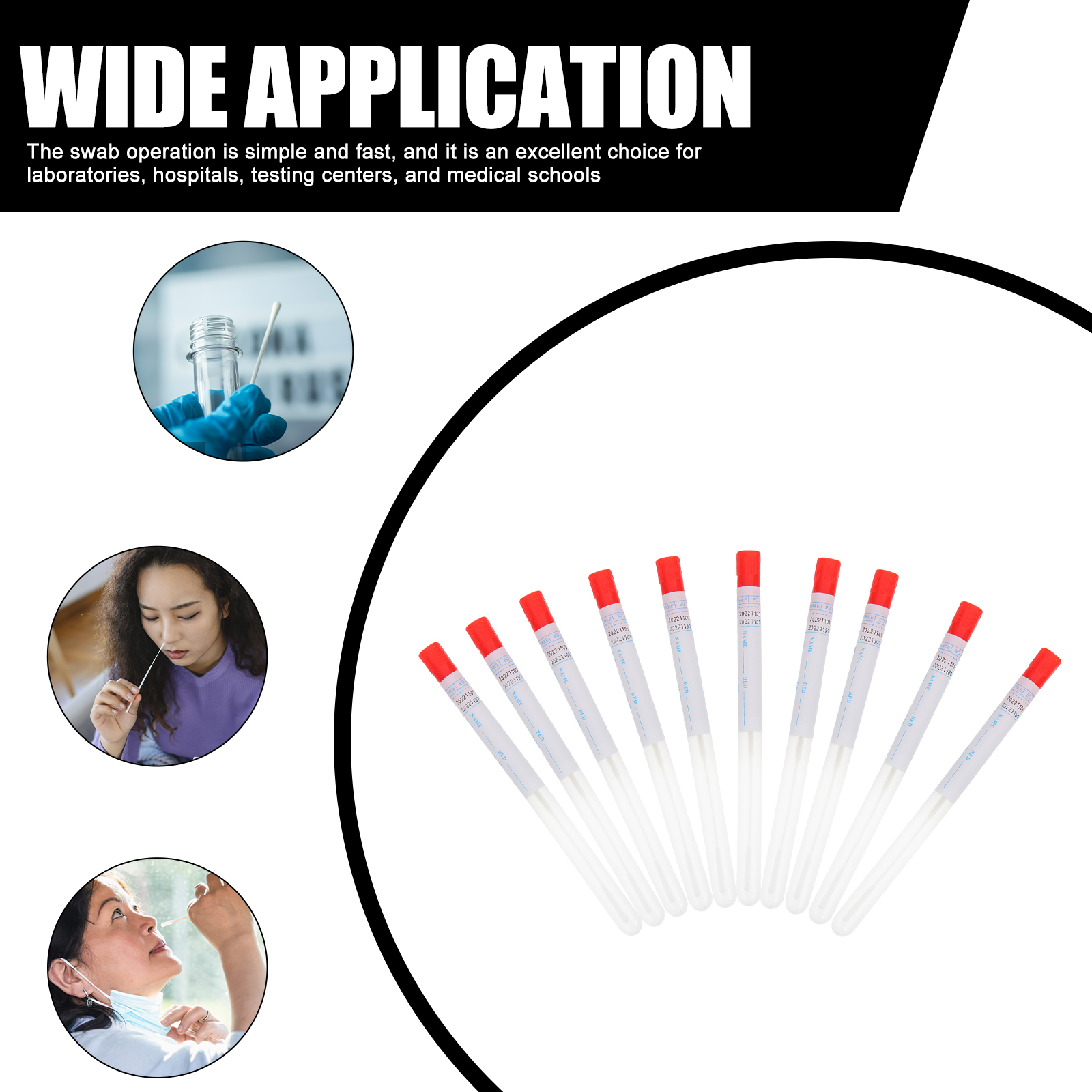 50 Sets Sampling Swab Swabs Professional Convenient Specimen Nasal Supply White