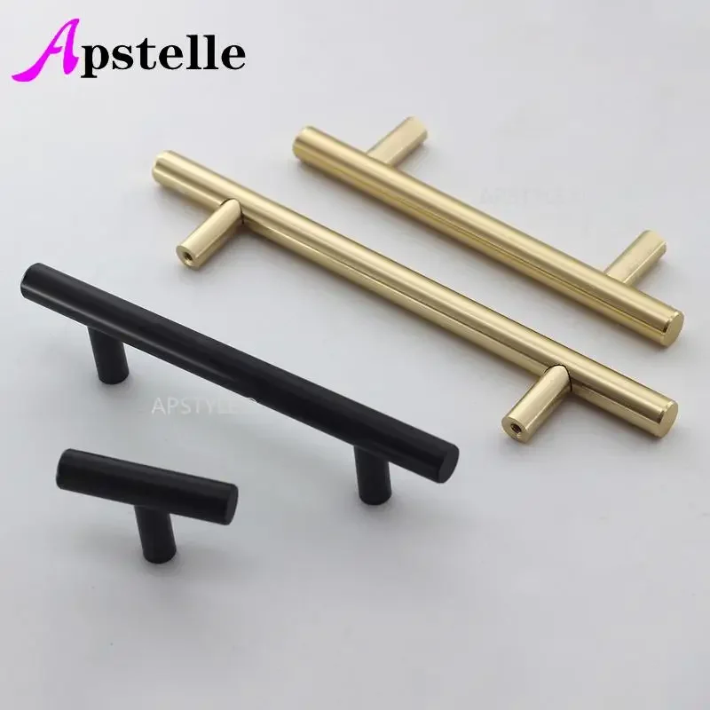 Đen Vàng Tủ Tay Cầm Inox Sáng Bóng Cánh Cửa Tủ Nhà Bếp Núm Đồ Gỗ Ngăn Kéo Kéo Phần Cứng Kéo Thanh Tay Cầm