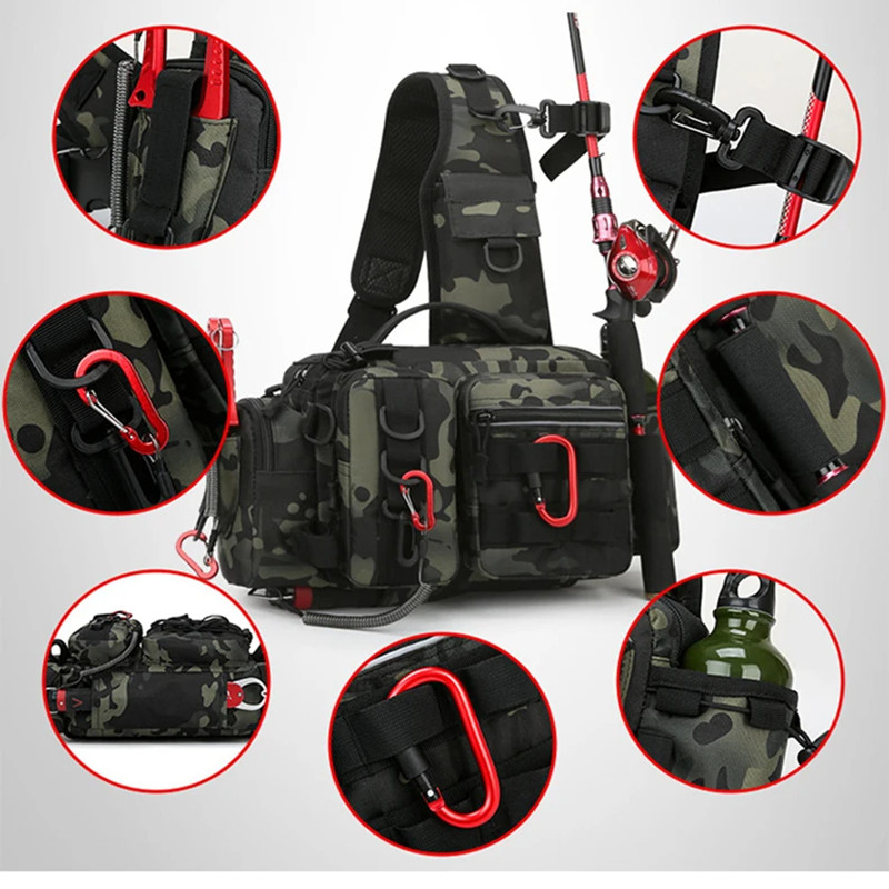 Fishing tackle, shoulder bag, storage bag, portable fishing rod holder, outdoor sports bag, flying fishing