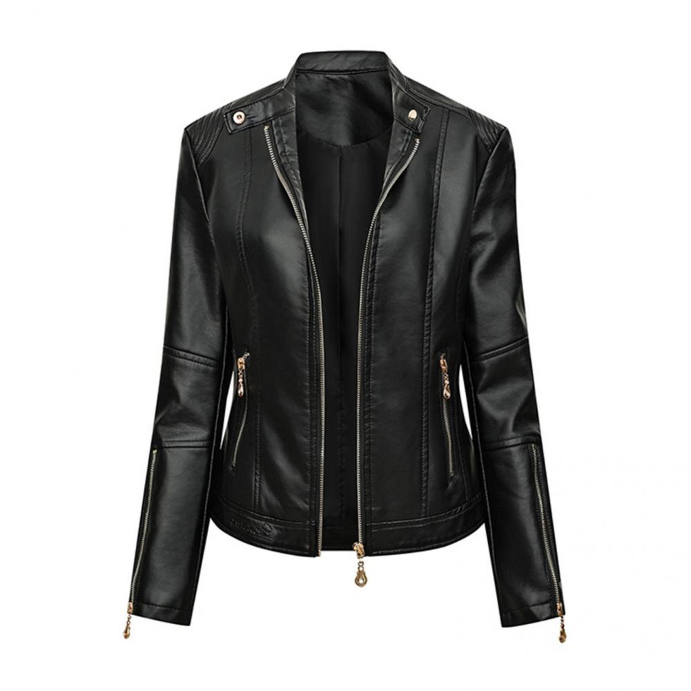 Stylish Spring Coat  Cool Turn-down Collar Autumn Jacket  Skin-friendly Biker Jacket