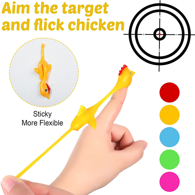 Fronde poulet drôle en caoutchouc scintillant à éjection jouet turquie Flingers extensible jeu fête faveur école activité cadeaux