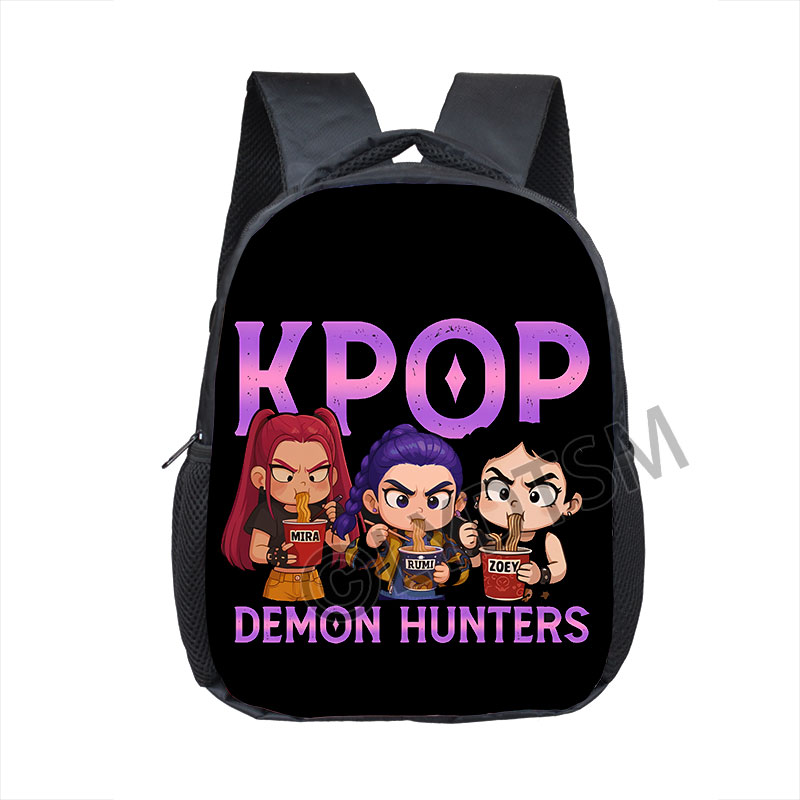 12 Polegada kpop demon hunters crianças mochila mira rumi zoey dos desenhos animados crianças bookbags bebê daypack crianças sacos de presente